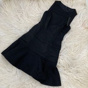 Tibi Black Textured Fit-and-Flare Mini Dress